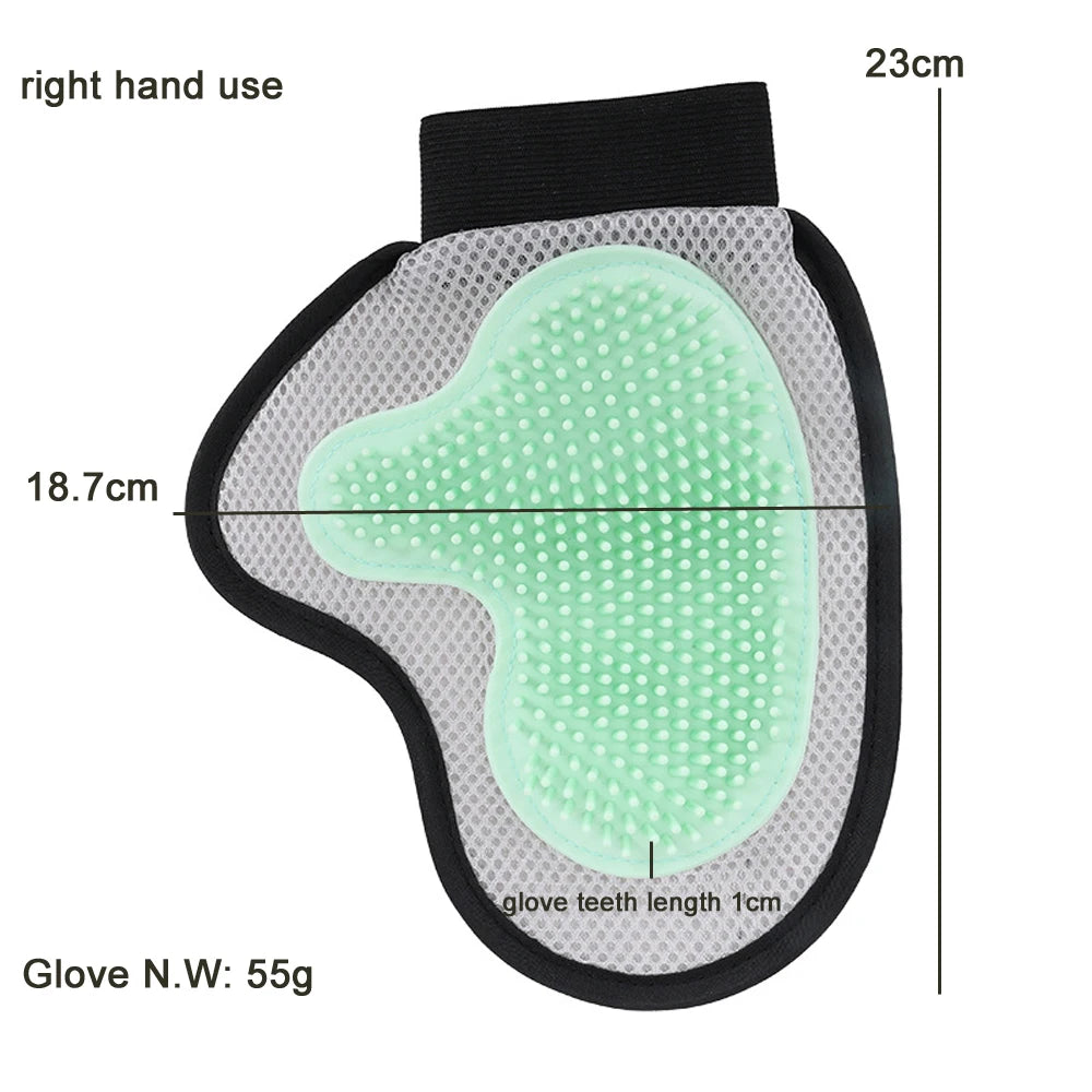 Pet Grooming Glove Brush for Cats Dogs Bath Massage Gloves for Bathing Grooming Softy Comfortable Animal Hair Removal Tool